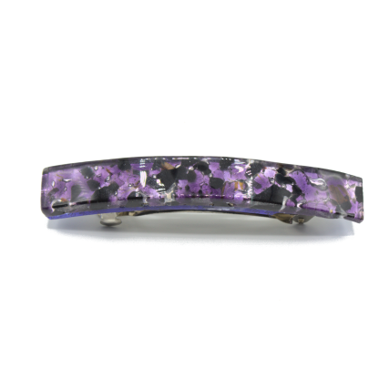 murano glass hair barrette in purple and black