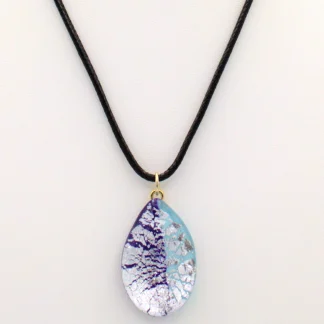 Murano double blues with silver infusion teardrop shape pendant