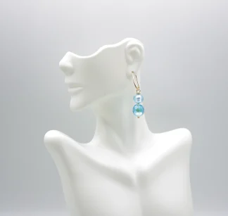 Murano glass earrings turquoise double drop earrings