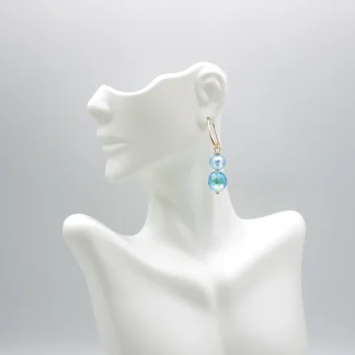 Murano glass earrings turquoise double drop earrings