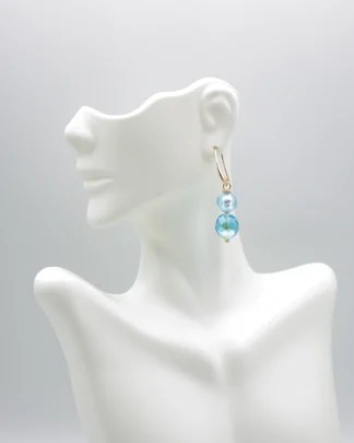 Murano glass earrings turquoise double drop earrings