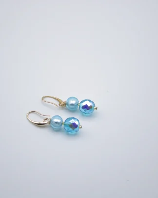 Murano glass turquoise double drop earrings