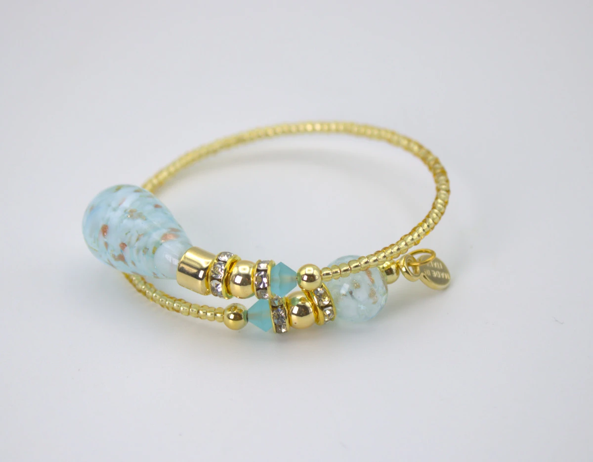 Wrap Bracelets with Drop Bead Gold