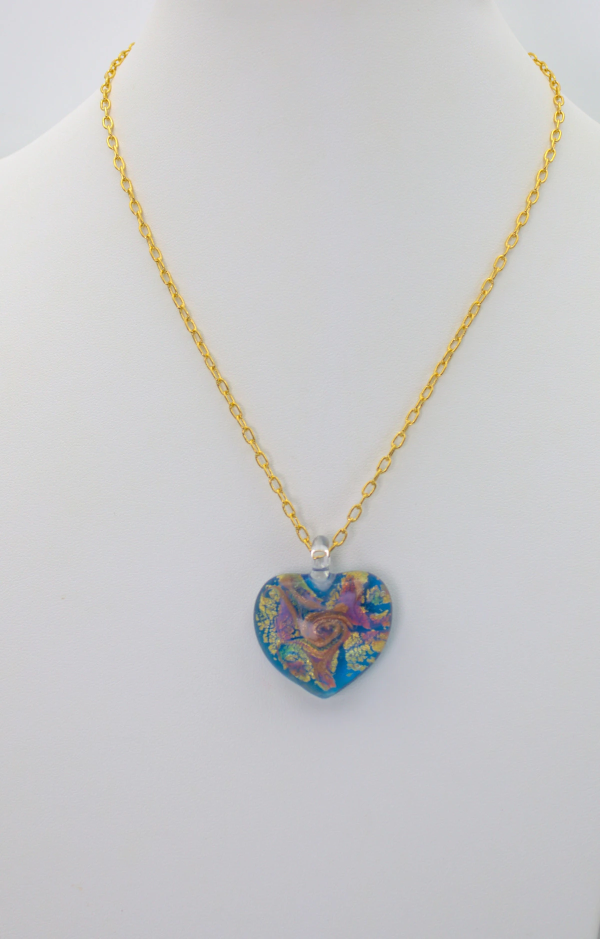 Murano Blue Ocean Heart Pendant