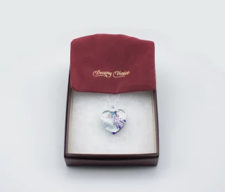 Murano blue swirl heart pendant, silver on blue tones heart