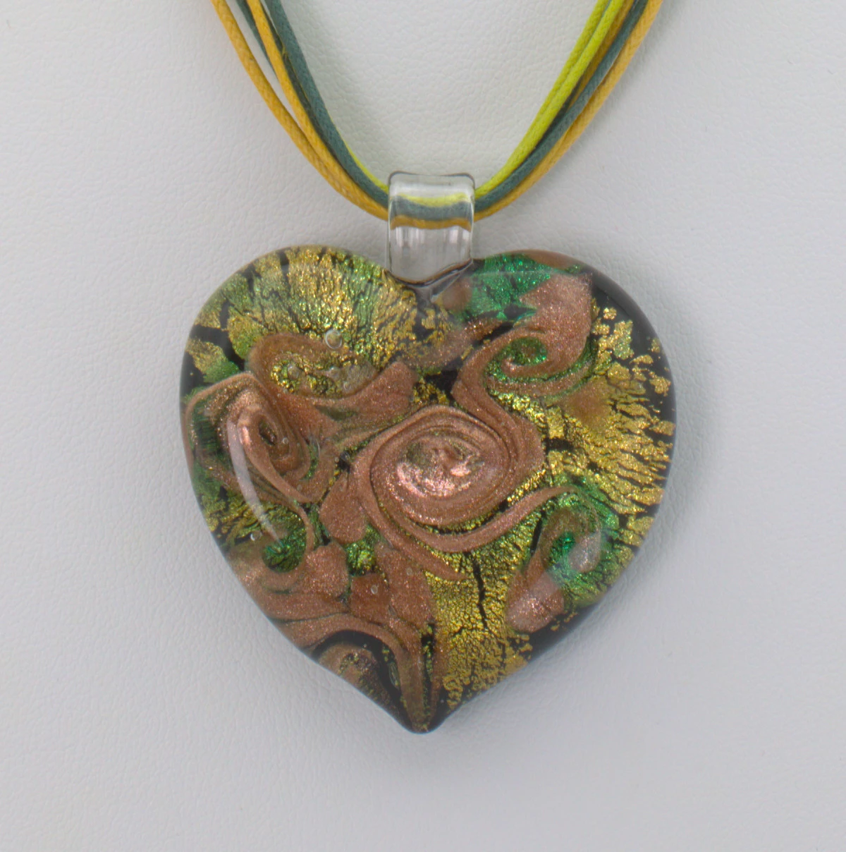 Murano Green Gold Heart Necklace