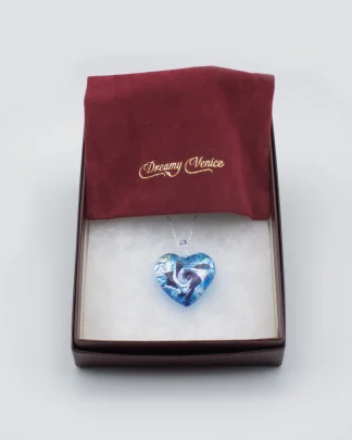 Murano Blue Cyclone Heart Pendant