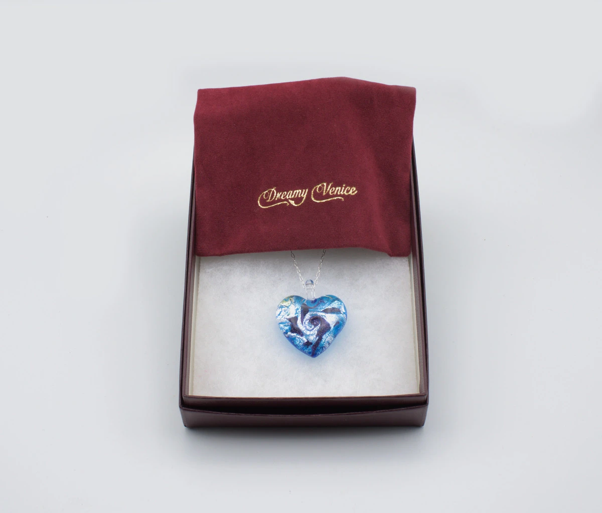 Murano Blue Cyclone Heart Pendant