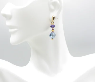 Blue Gold Murano micro drop earrings