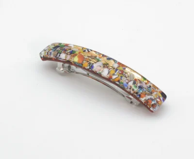 Gold multicolor Murano glass barrette 3 1/2 inch