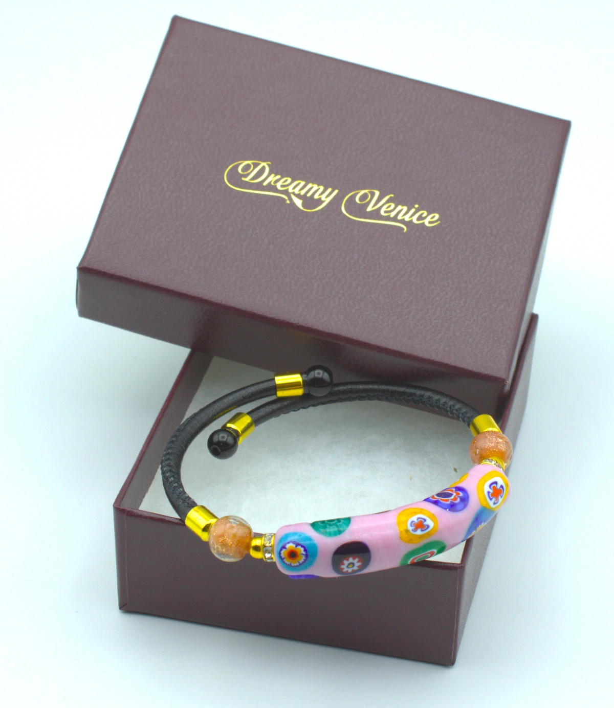 Pink Millefiori Snap Bracelet