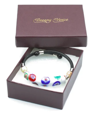 White Millefiori Snap Bracelet