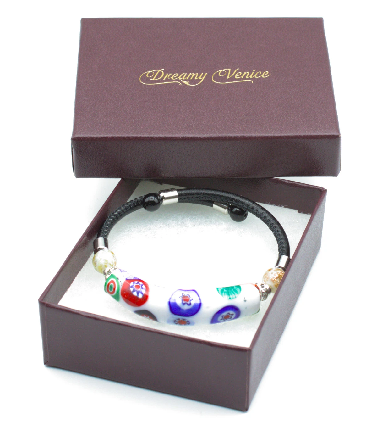 White Millefiori Snap Bracelet