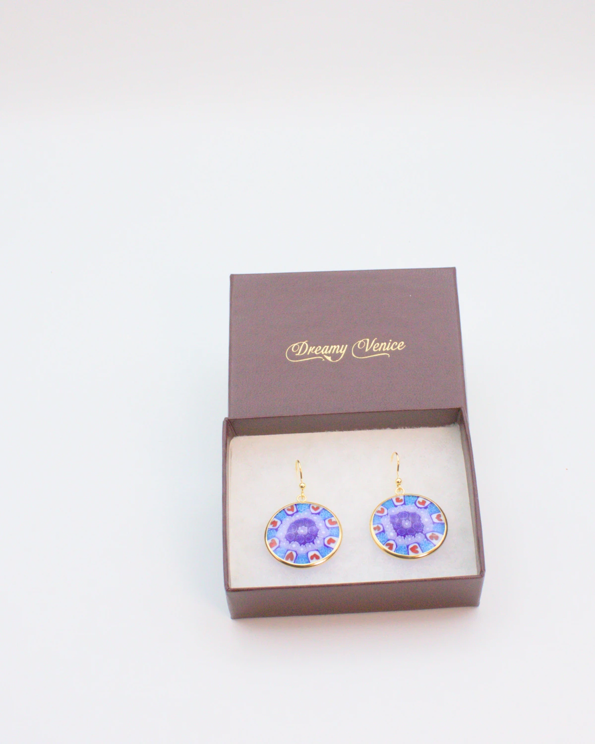 Blues and Red Millefiori Earring