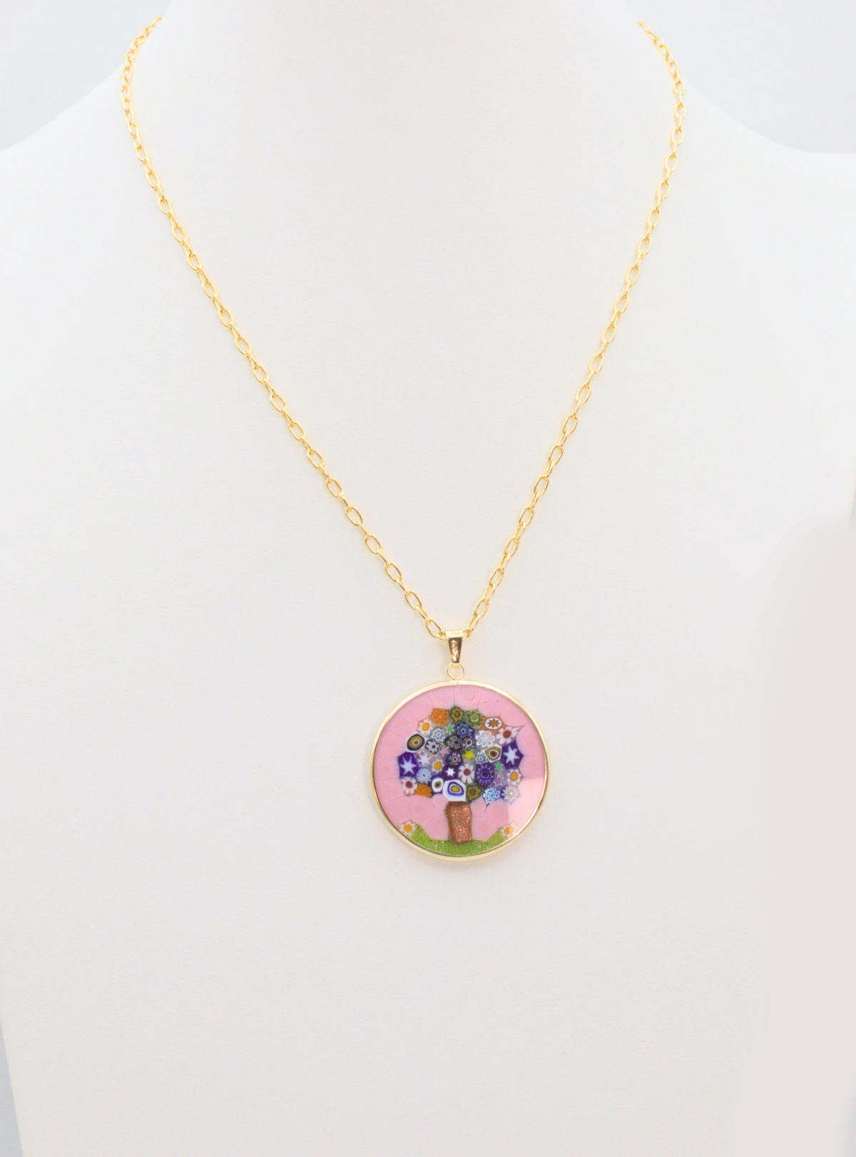 Pink Millefiori Tree Necklace