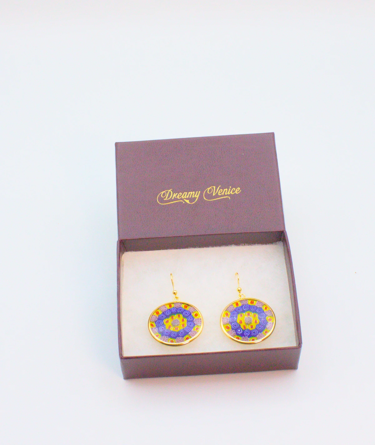 Yellow and Blue Millefiori Earring