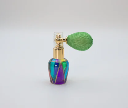 Murano glass multicolor perfume bottle with green atomizer