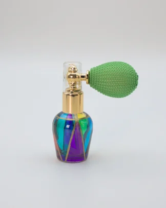Murano glass multicolor perfume bottle with green atomizer