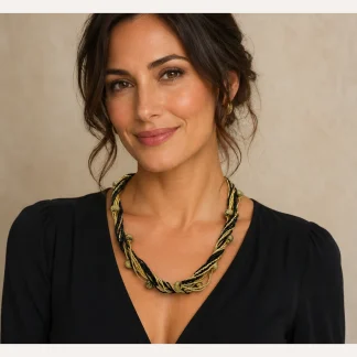 Black Gold Twist Murano Necklace