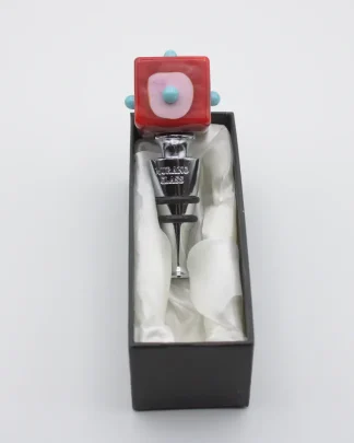 Murano glass oversized artistic red, pink and blue wine bottle stopper