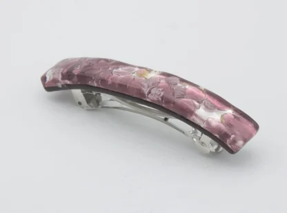 Murano pink and silver barrette