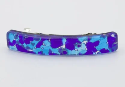 Murano glass barrette blue tones on silver