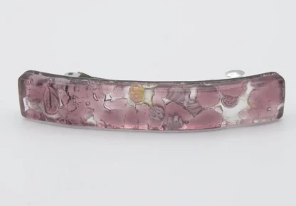 Murano pink and silver barrette