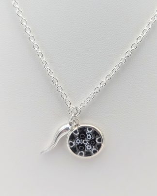 Silver Italian Horn and Millefiori Necklace