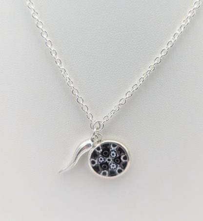 Silver Italian Horn and Millefiori Necklace