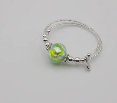 Murano silver wrap bracelet with lime and turquoise marks