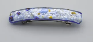 Glimmering silver and blue Murano glass barrette and a touch of gold