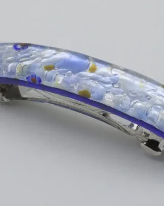 Glimmering silver and blue Murano glass barrette and a touch of gold