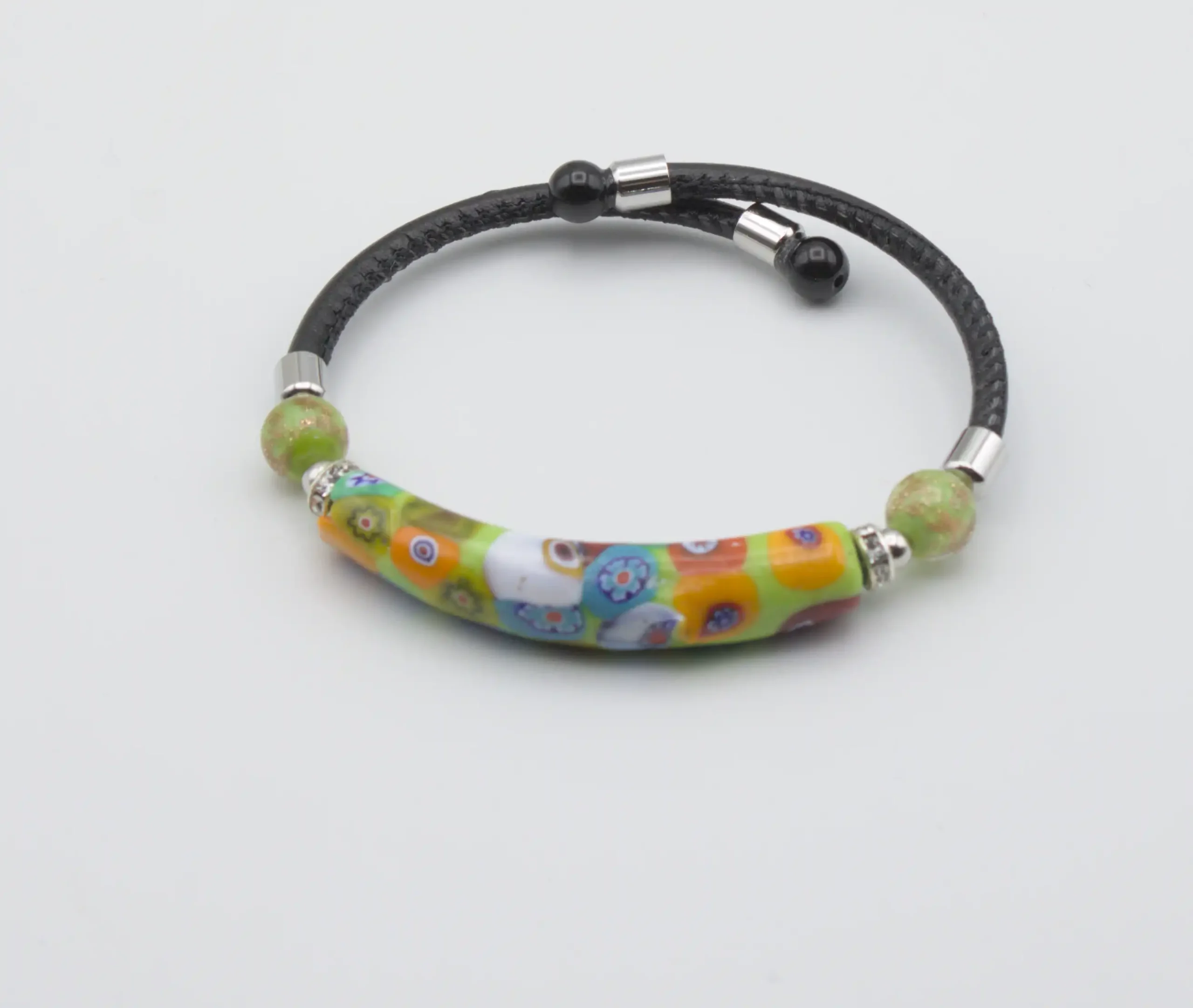 Green Murano Garden Snap Bracelet