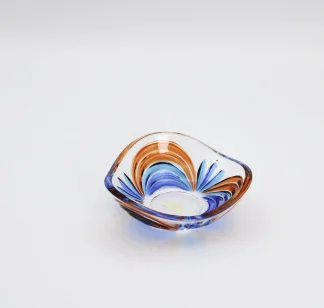 Mini Murano ring bowl in orange and blues