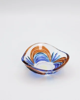 Mini Murano ring bowl in orange and blues