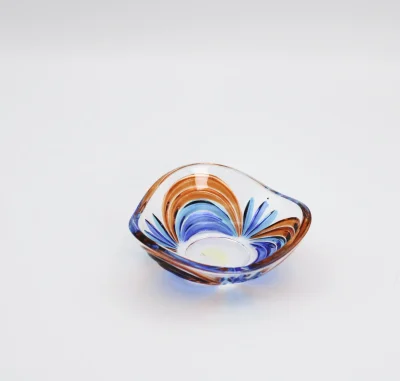 Mini Murano ring bowl in orange and blues