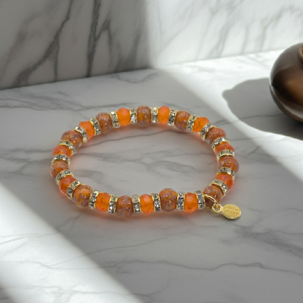 Orange Murano Stretch Bracelet