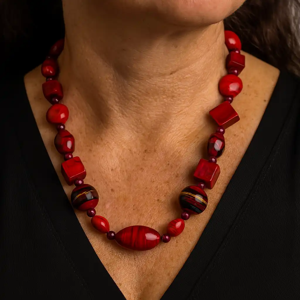 Red Murano Geometric Necklace