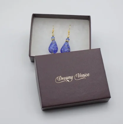 blue pendant earring in box