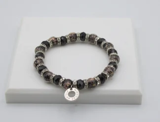 Dark multi-toned Murano glass bracelet stretch bracelet with bling
