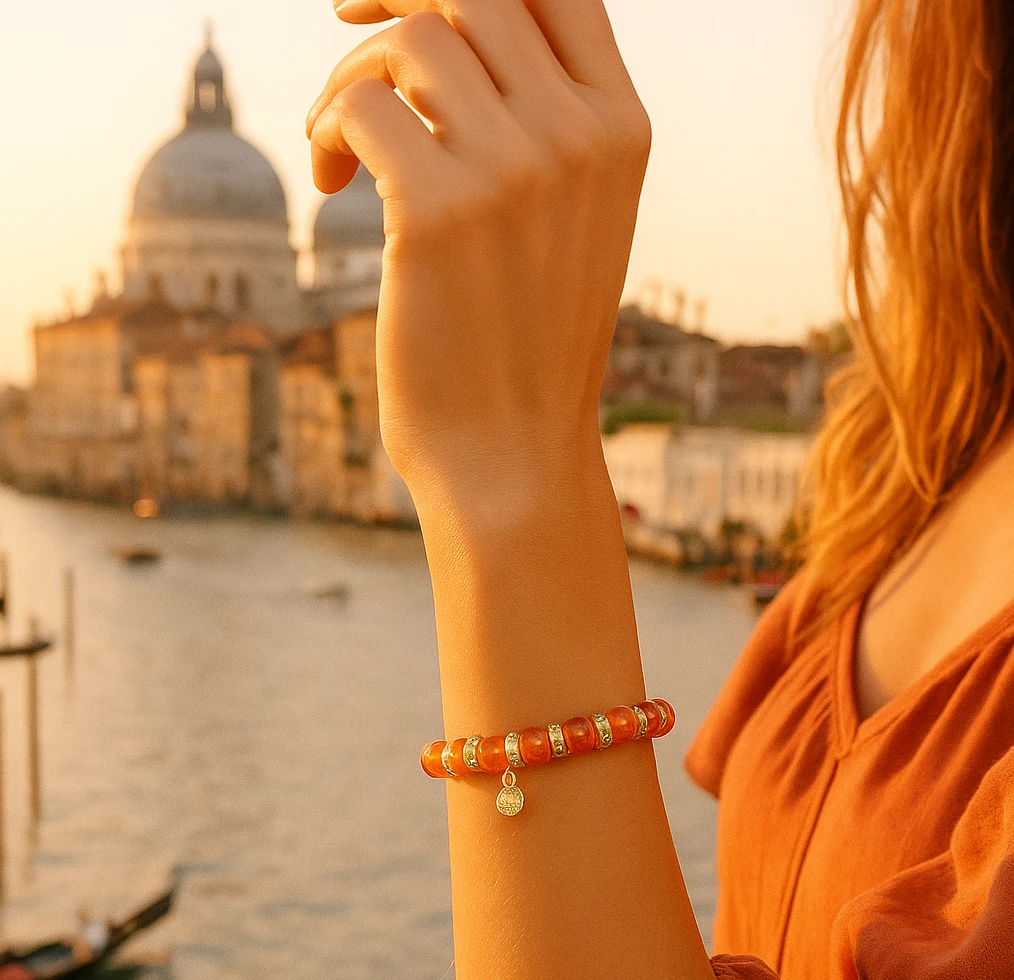 Orange Murano Stretch Bracelet