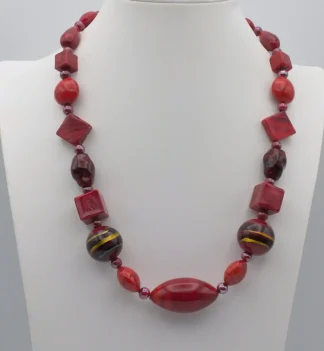 red glass murano necklace