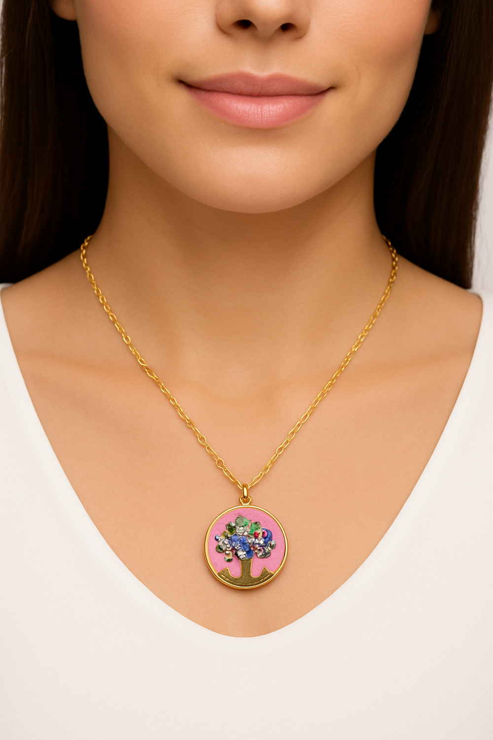 Pink Millefiori Tree Necklace