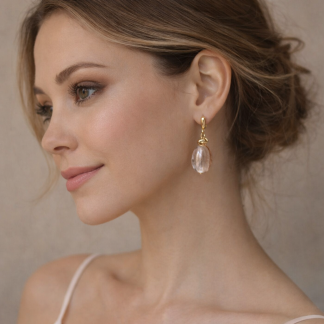 Murano champagne silver drop egg shaped earring