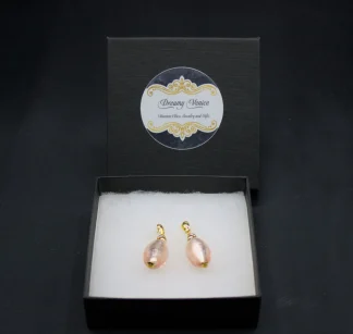 Murano champagne tone on silver silver oval drop earrings boxed