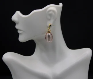 Murano champagne tone on silver silver oval drop earrings
