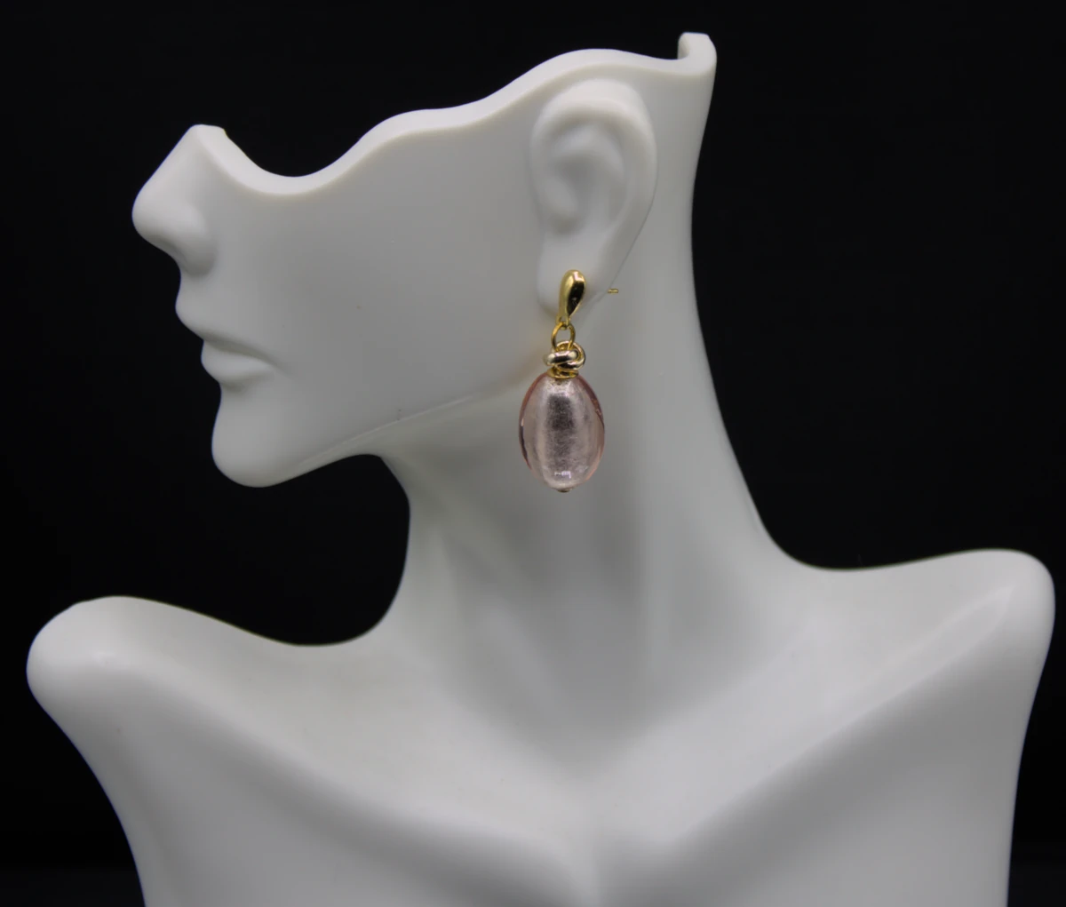 Murano champagne tone on silver silver oval drop earrings