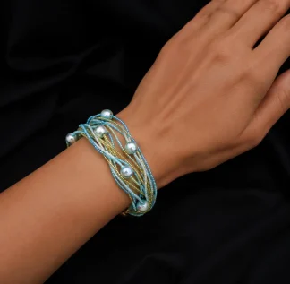 Murano Turquoise and Gold Twist Bracelet
