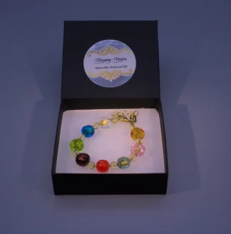 murano glass bead bracelet multicolor with gold nuggets infused