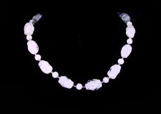 Murano snow glass crystal necklace 20 inch necklace with 12 Murano glass beads white and covered in a layer of crystal